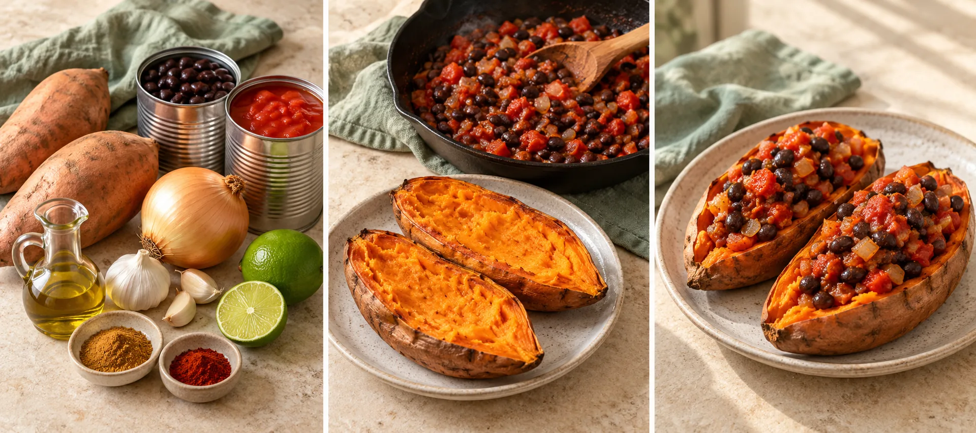 Ingredients for Black Bean Stuffed Sweet Potatoes