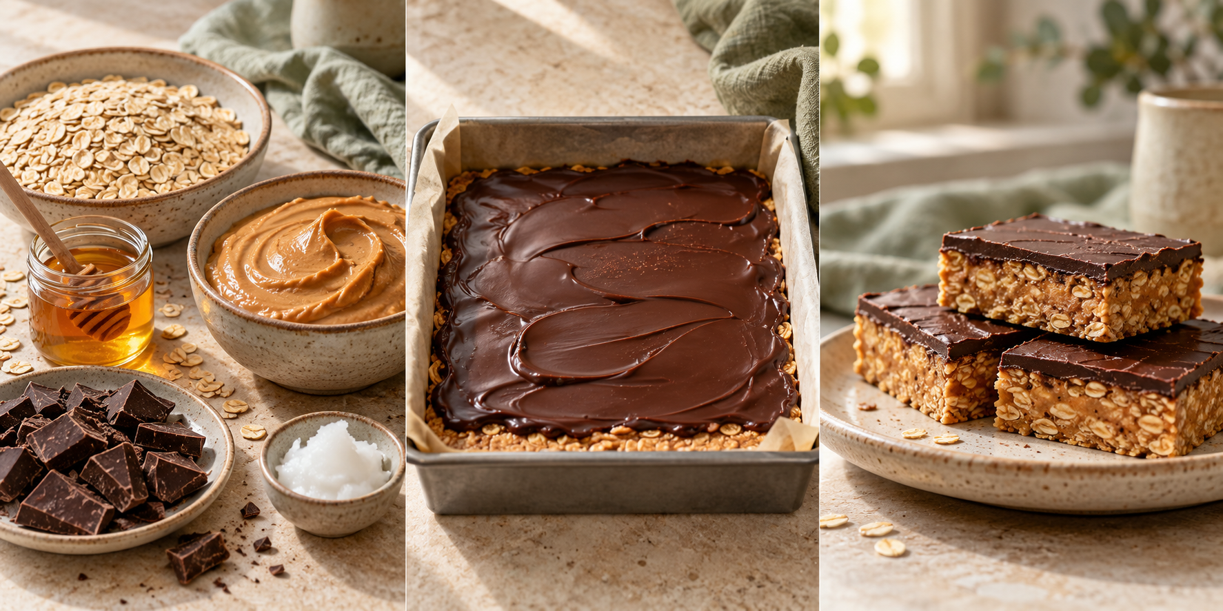 Ingredients for No-Bake Chocolate Oat Bars