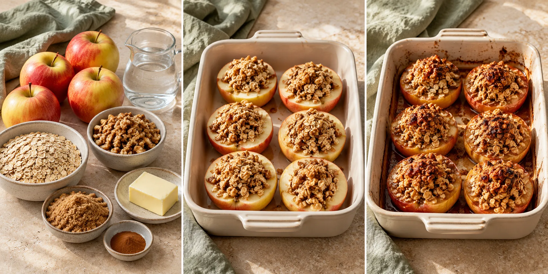 Ingredients for Cinnamon Baked Apples with Oat Walnut Filling
