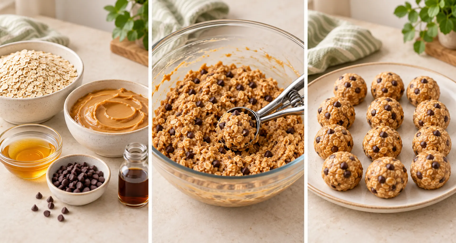 Ingredients for No-Bake Peanut Butter Oat Balls without Protein Powder