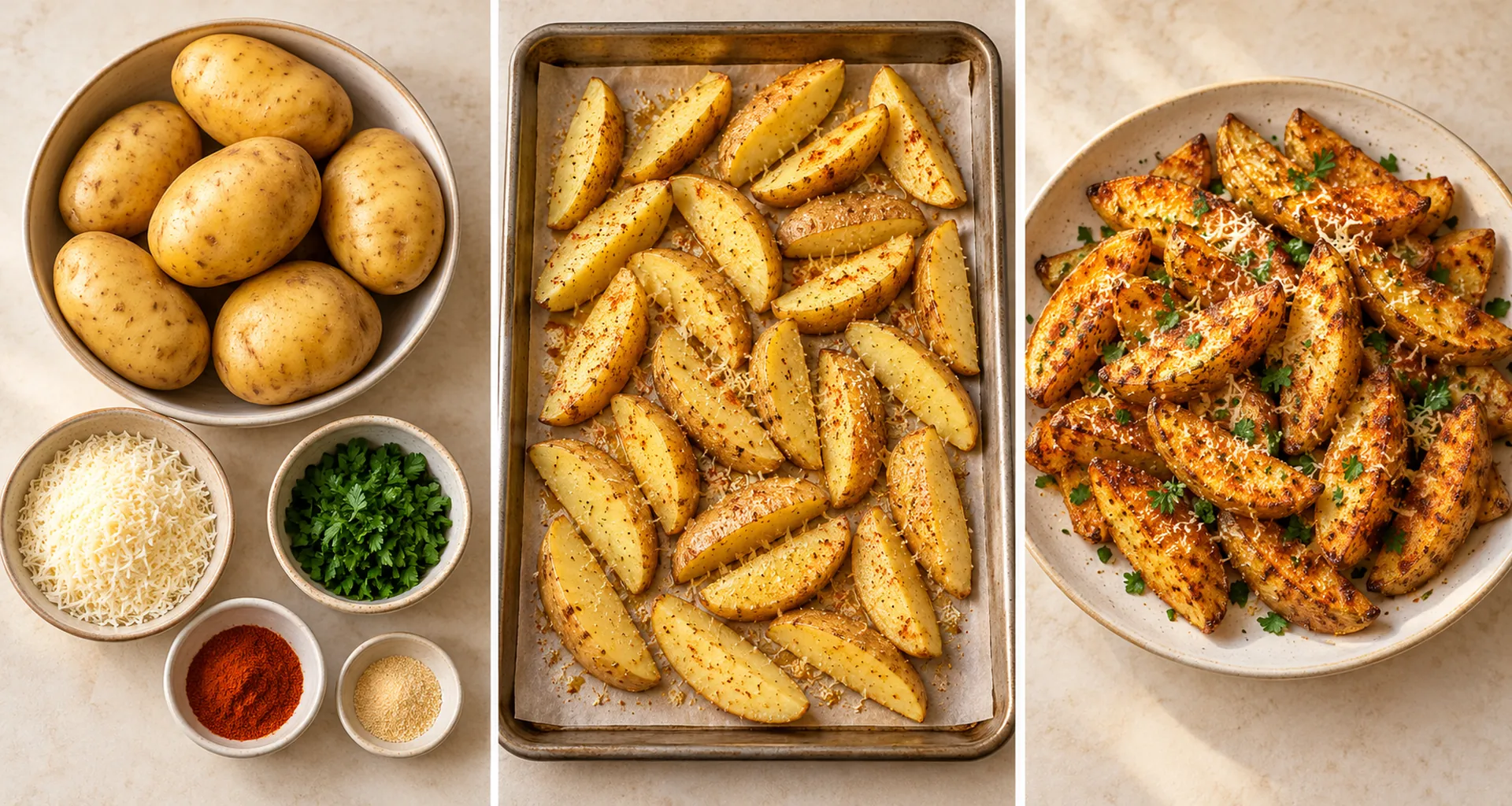 Ingredients for Oven-Baked Parmesan Potato Wedges
