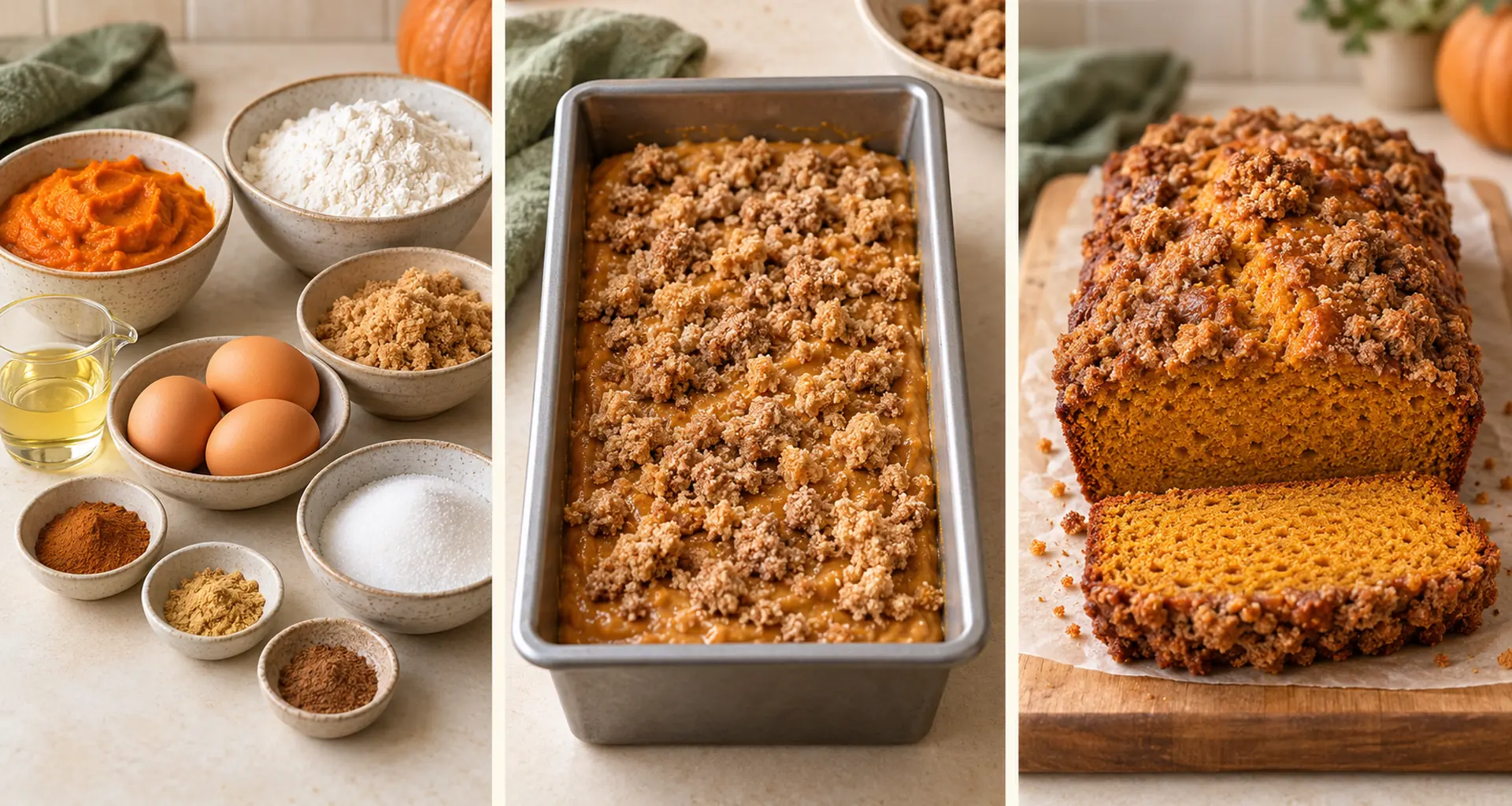 Ingredients for Pumpkin Bread with Cinnamon Crumble Topping